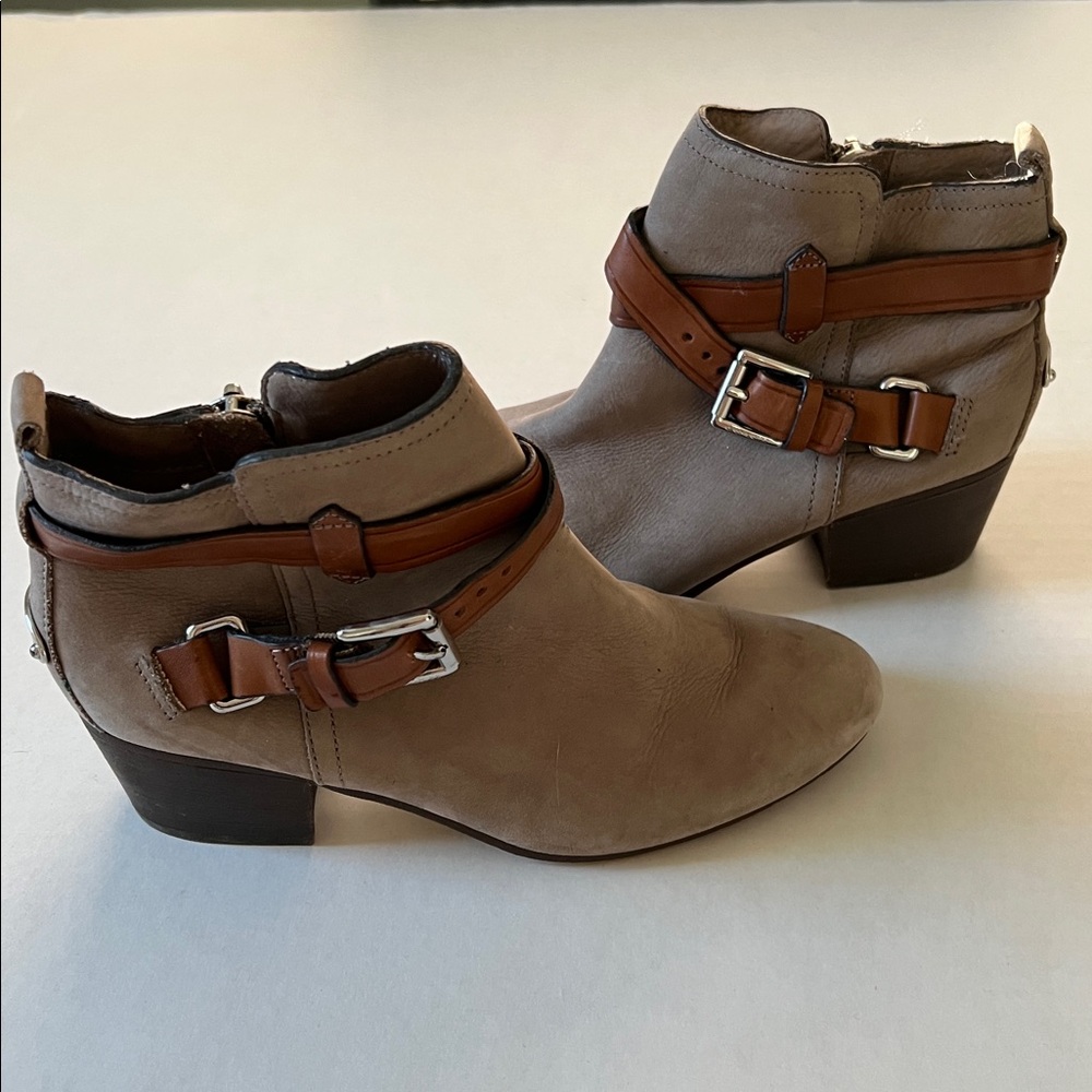 Coach Pauline suede and leather ankle boots size US 5 block heel